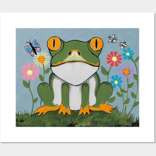 JUST Chillin Funny Frog Painting Posters and Art